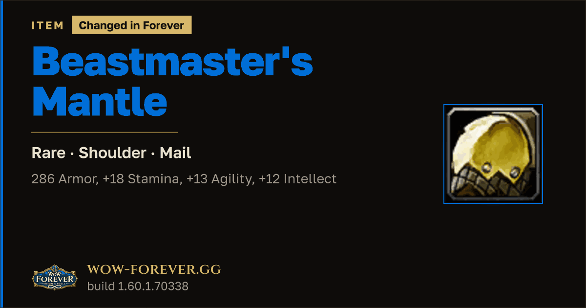 The preview card for Beastmaster's Mantle