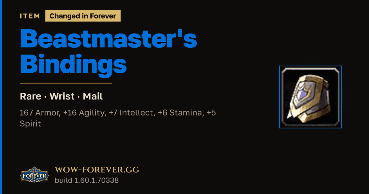 The preview card for Beastmaster's Bindings