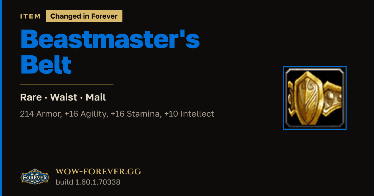 The preview card for Beastmaster's Belt