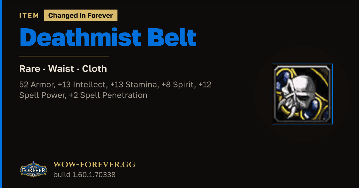 The preview card for Deathmist Belt