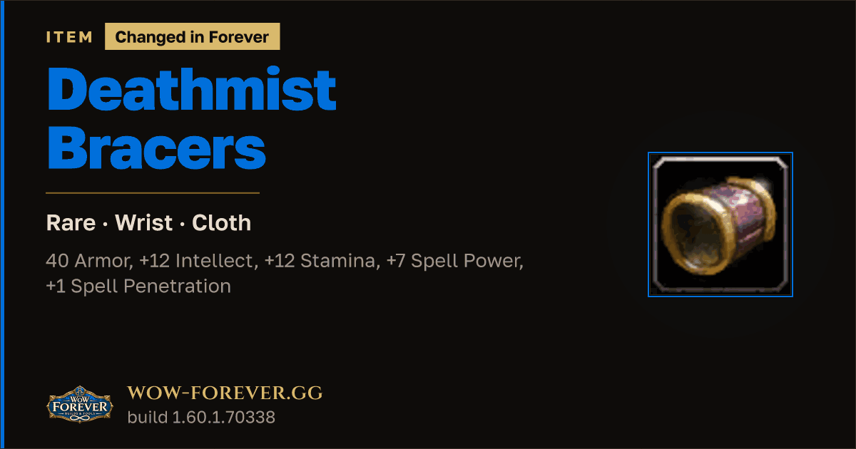 The preview card for Deathmist Bracers