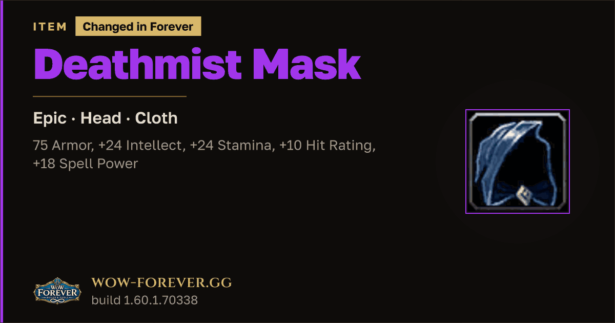 The preview card for Deathmist Mask