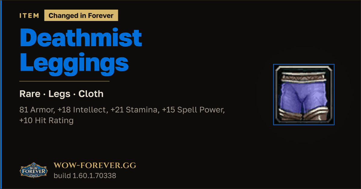 The preview card for Deathmist Leggings