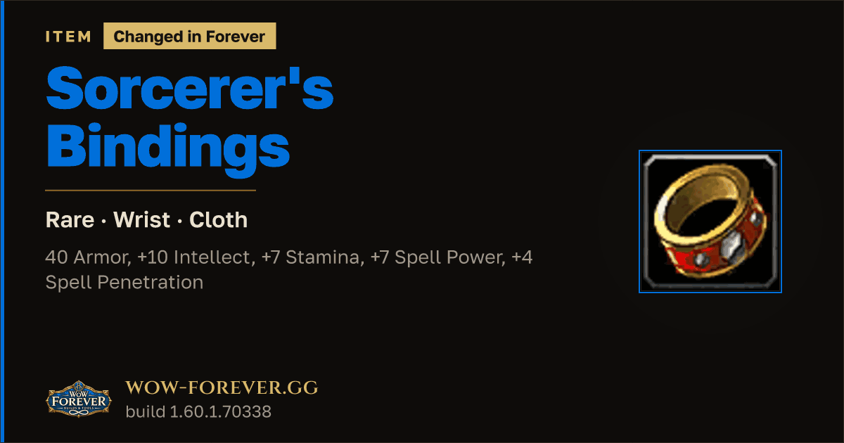 The preview card for Sorcerer's Bindings