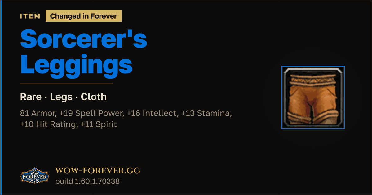 The preview card for Sorcerer's Leggings