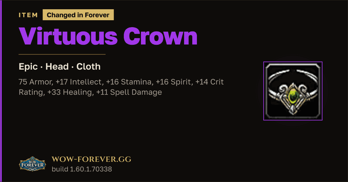 The preview card for Virtuous Crown