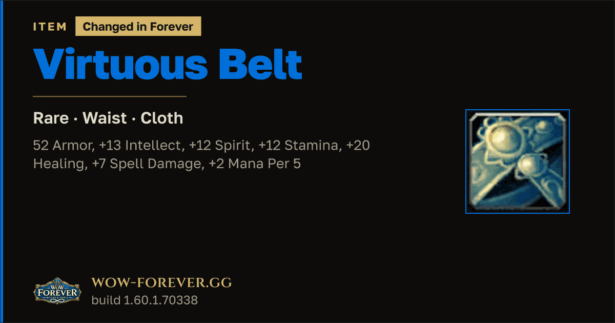 The preview card for Virtuous Belt