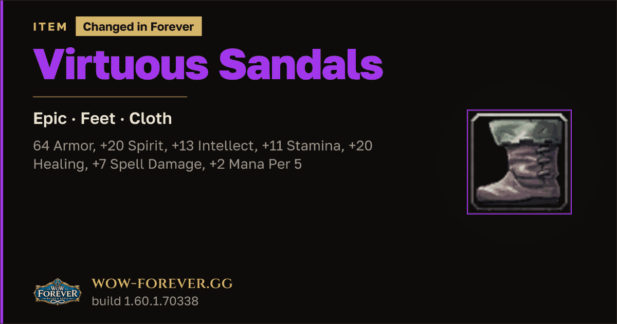 The preview card for Virtuous Sandals