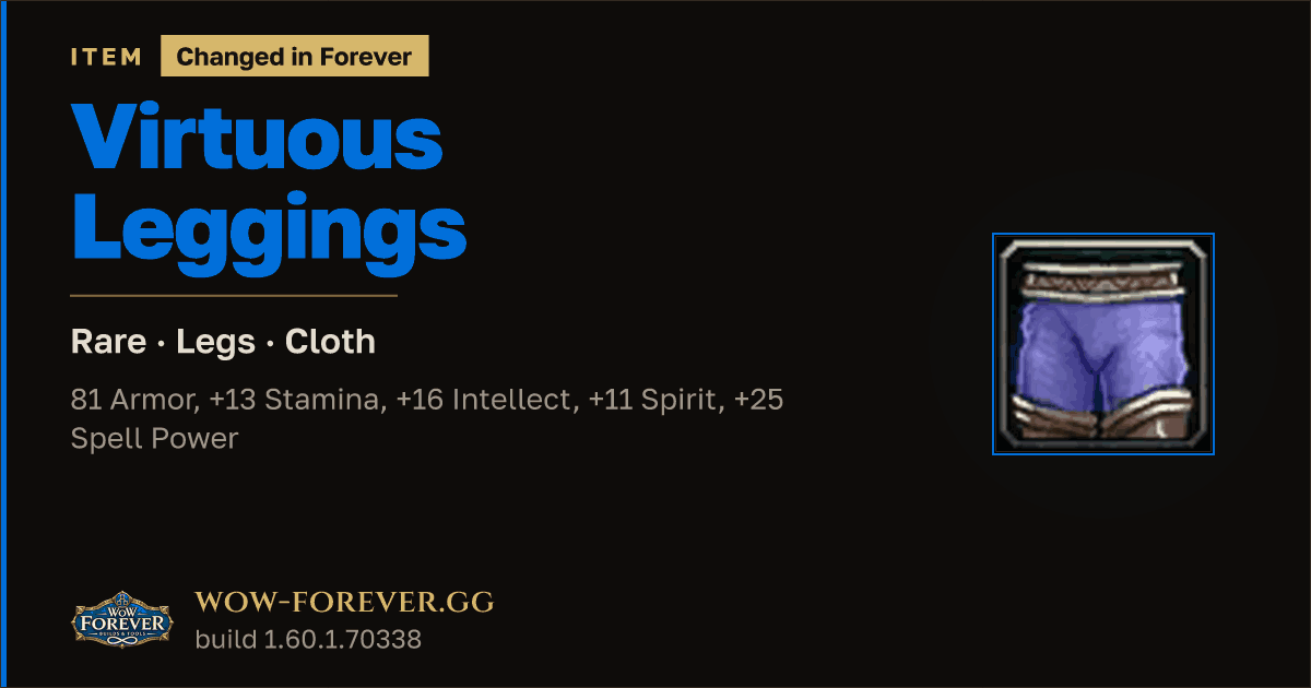 The preview card for Virtuous Leggings