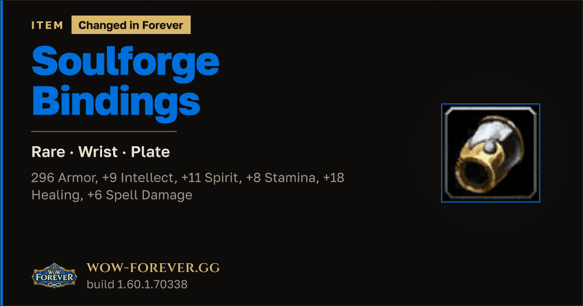 The preview card for Soulforge Bindings
