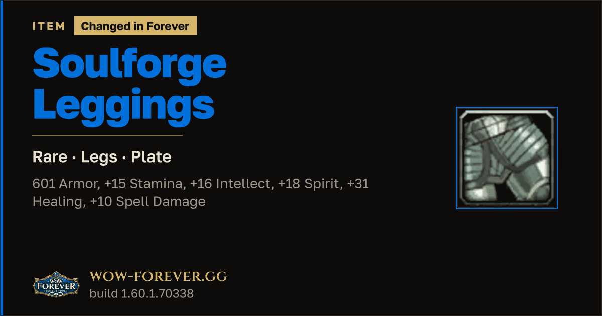 The preview card for Soulforge Leggings
