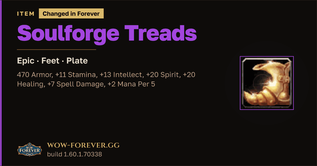 The preview card for Soulforge Treads