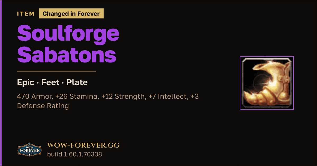 The preview card for Soulforge Sabatons