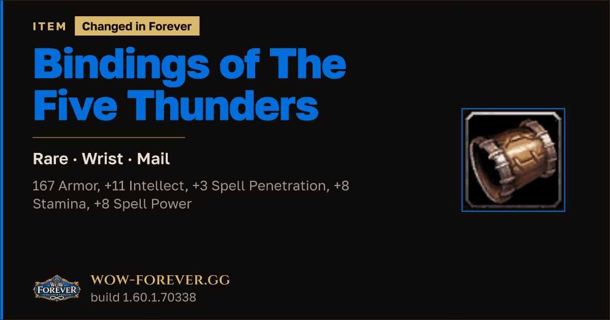 The preview card for Bindings of The Five Thunders