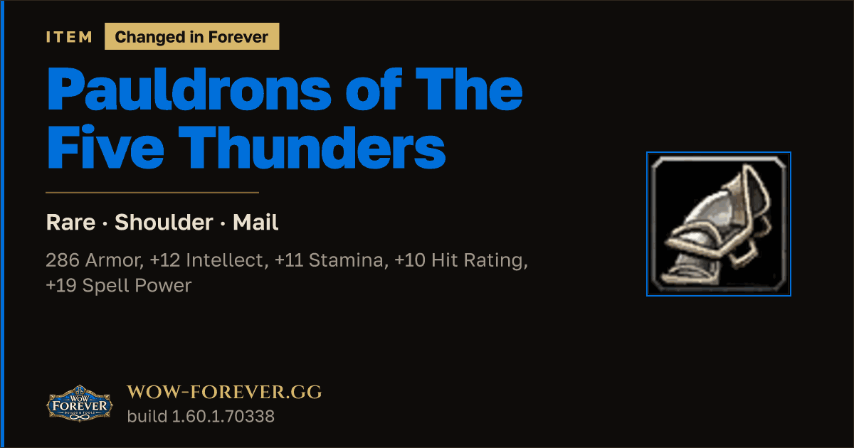 The preview card for Pauldrons of The Five Thunders