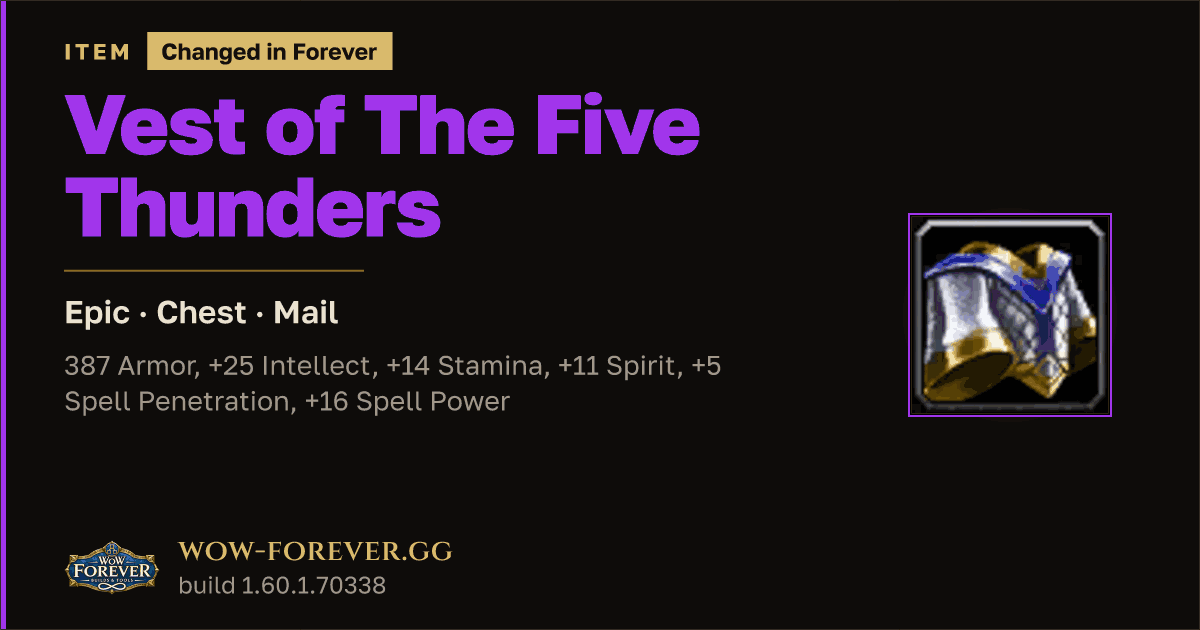 The preview card for Vest of The Five Thunders