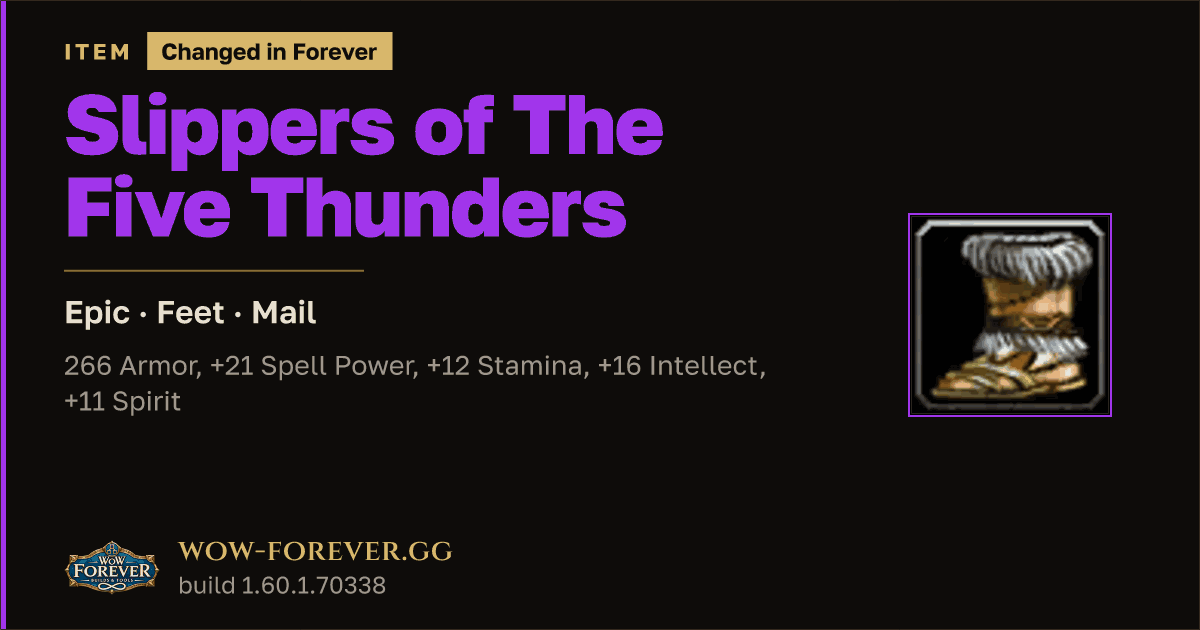 The preview card for Slippers of The Five Thunders