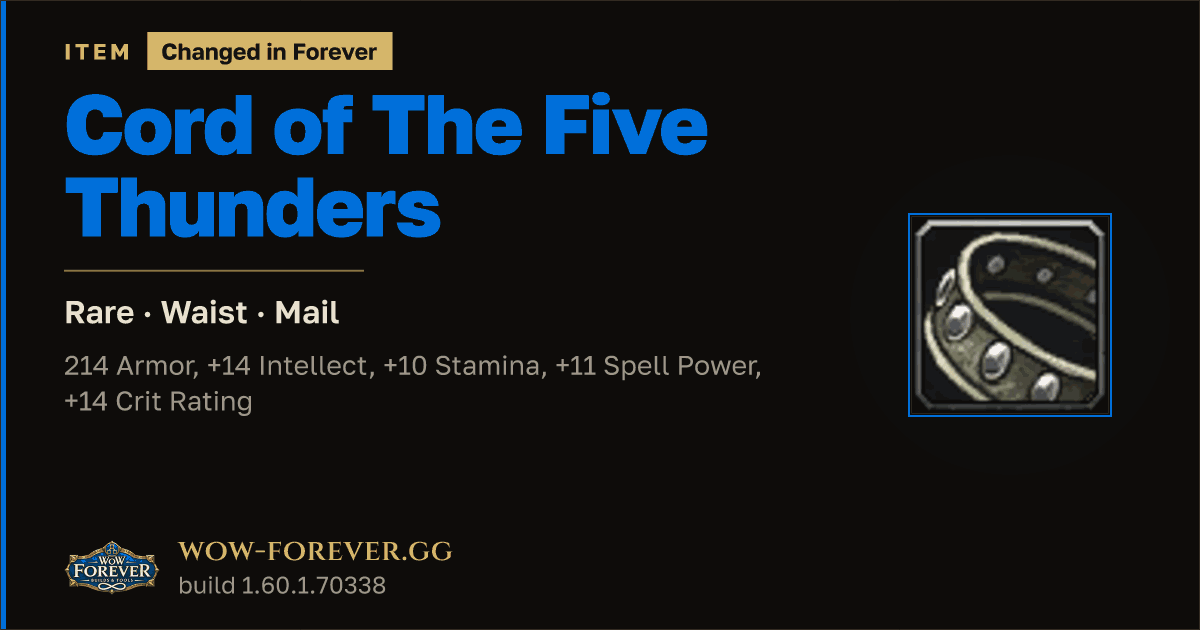 The preview card for Cord of The Five Thunders