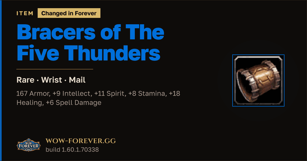 The preview card for Bracers of The Five Thunders