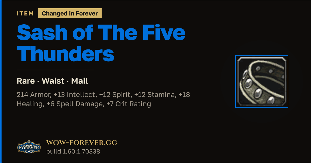 The preview card for Sash of The Five Thunders