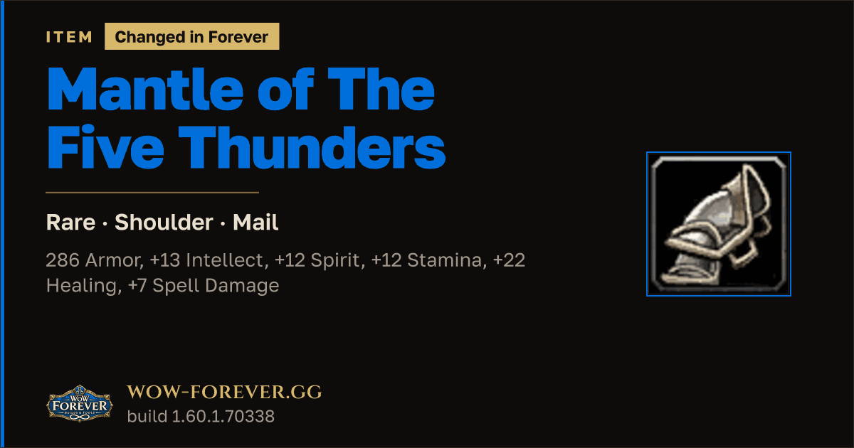 The preview card for Mantle of The Five Thunders
