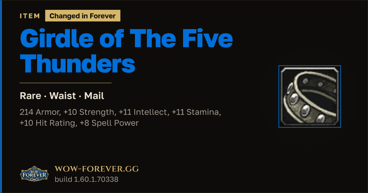 The preview card for Girdle of The Five Thunders