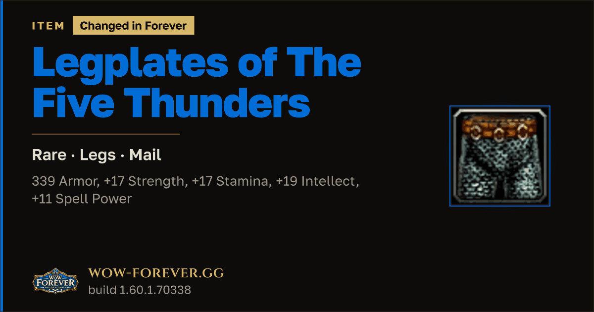 The preview card for Legplates of The Five Thunders