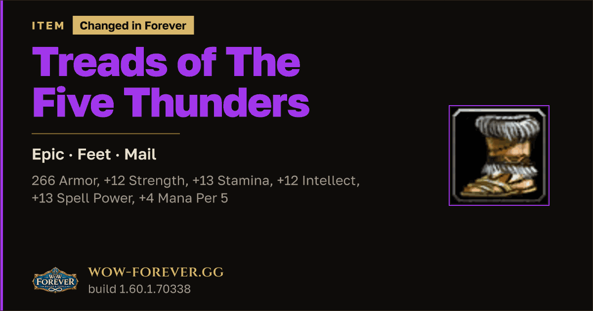 The preview card for Treads of The Five Thunders