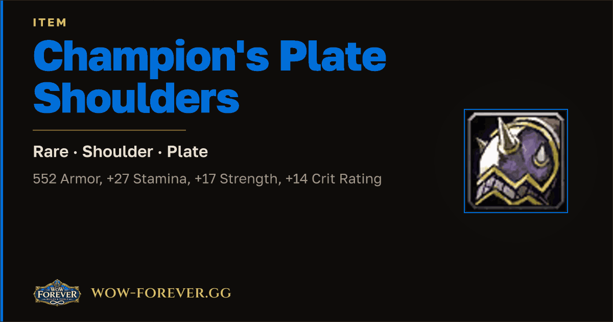 The preview card for Champion's Plate Shoulders