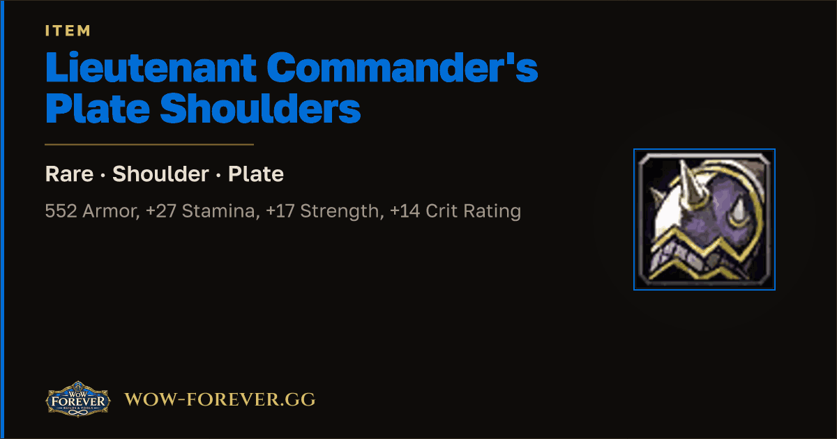 The preview card for Lieutenant Commander's Plate Shoulders