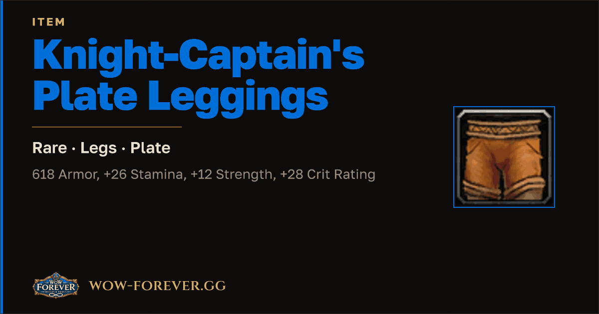 The preview card for Knight-Captain's Plate Leggings