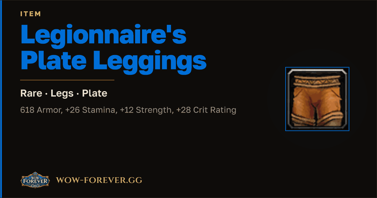 The preview card for Legionnaire's Plate Leggings