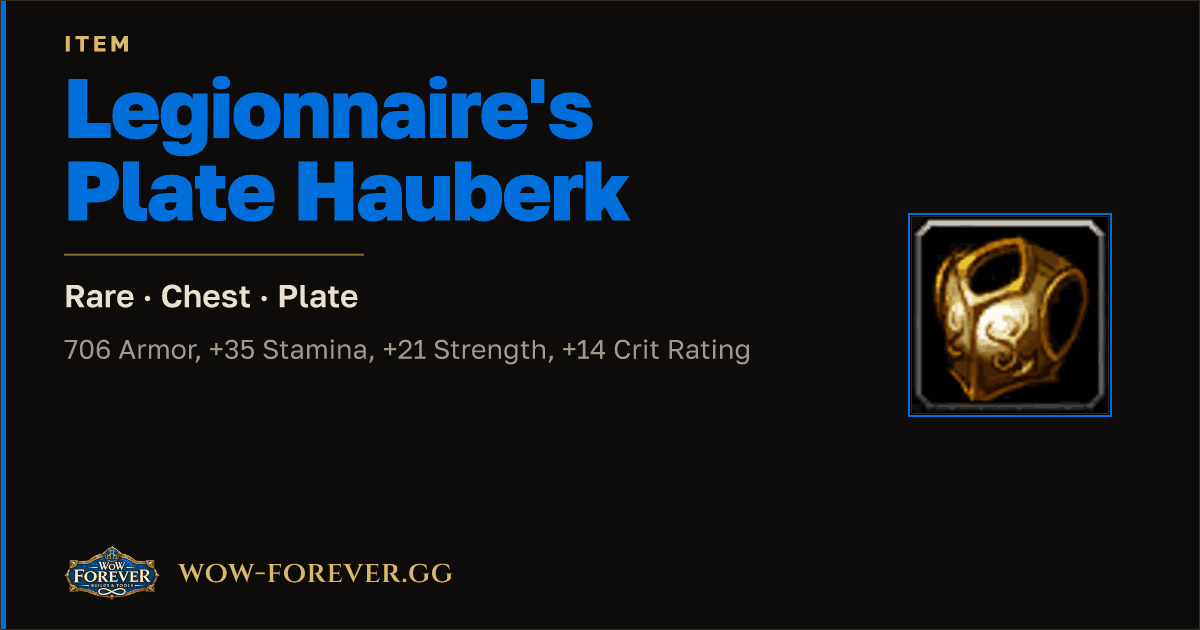 The preview card for Legionnaire's Plate Hauberk
