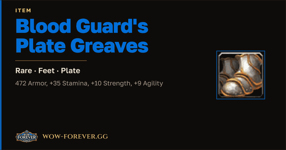 The preview card for Blood Guard's Plate Greaves