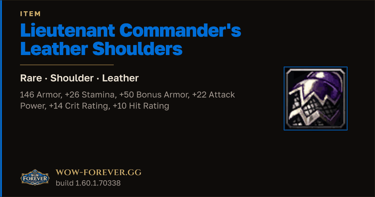 The preview card for Lieutenant Commander's Leather Shoulders