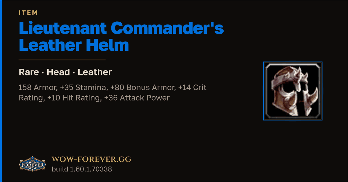 The preview card for Lieutenant Commander's Leather Helm