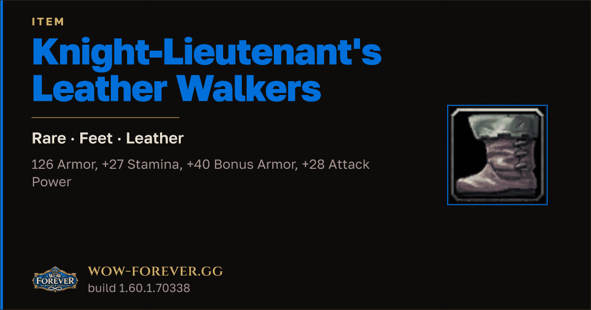 The preview card for Knight-Lieutenant's Leather Walkers