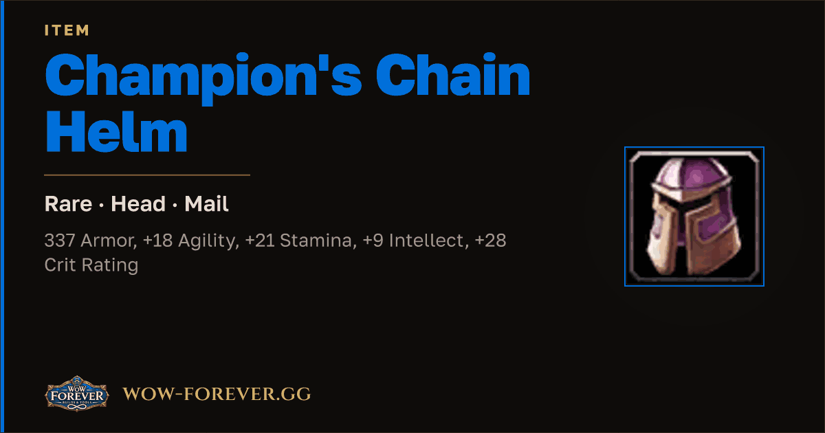 The preview card for Champion's Chain Helm