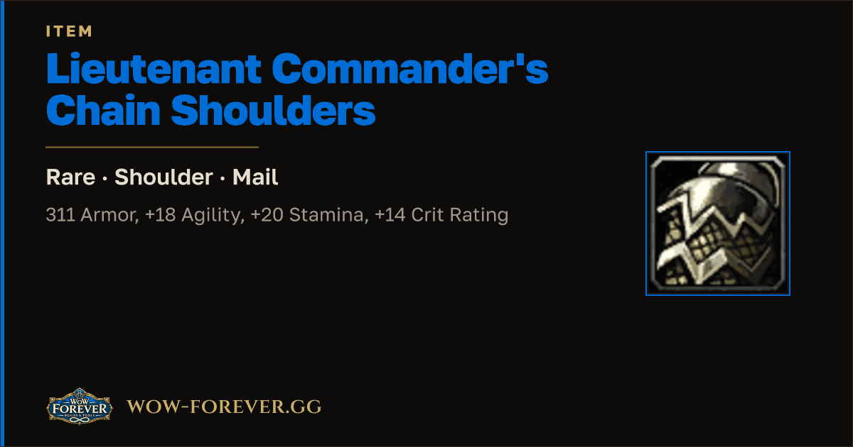 The preview card for Lieutenant Commander's Chain Shoulders