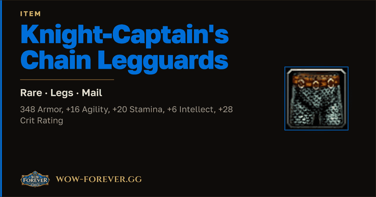 The preview card for Knight-Captain's Chain Legguards