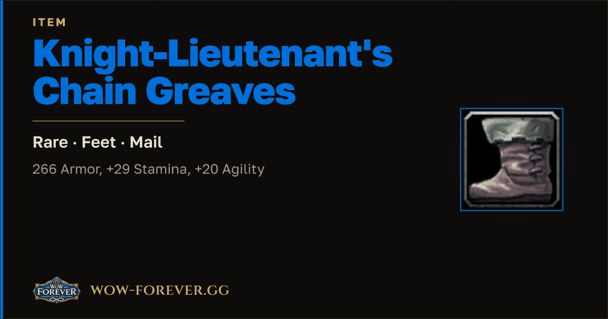 The preview card for Knight-Lieutenant's Chain Greaves