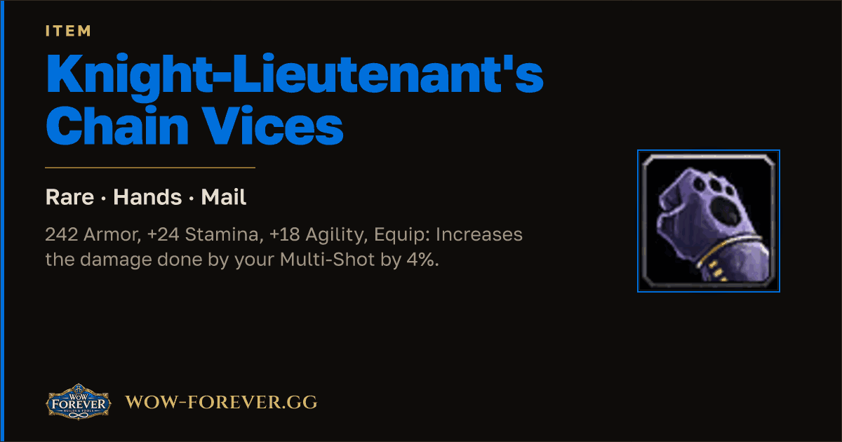 The preview card for Knight-Lieutenant's Chain Vices