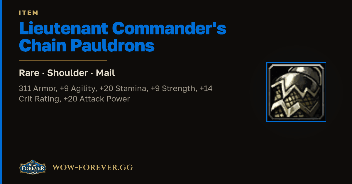 The preview card for Lieutenant Commander's Chain Pauldrons
