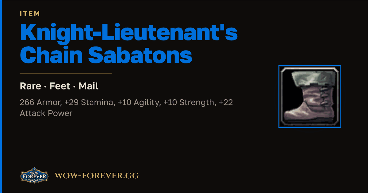 The preview card for Knight-Lieutenant's Chain Sabatons