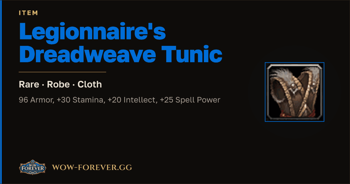 The preview card for Legionnaire's Dreadweave Tunic