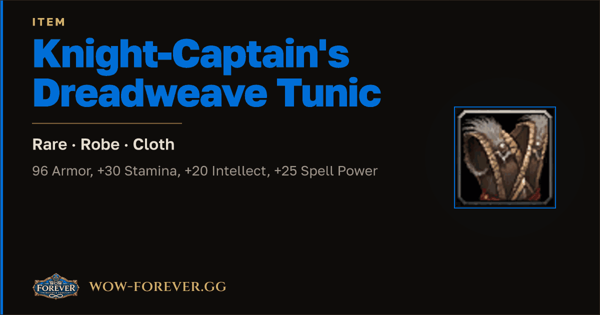 The preview card for Knight-Captain's Dreadweave Tunic