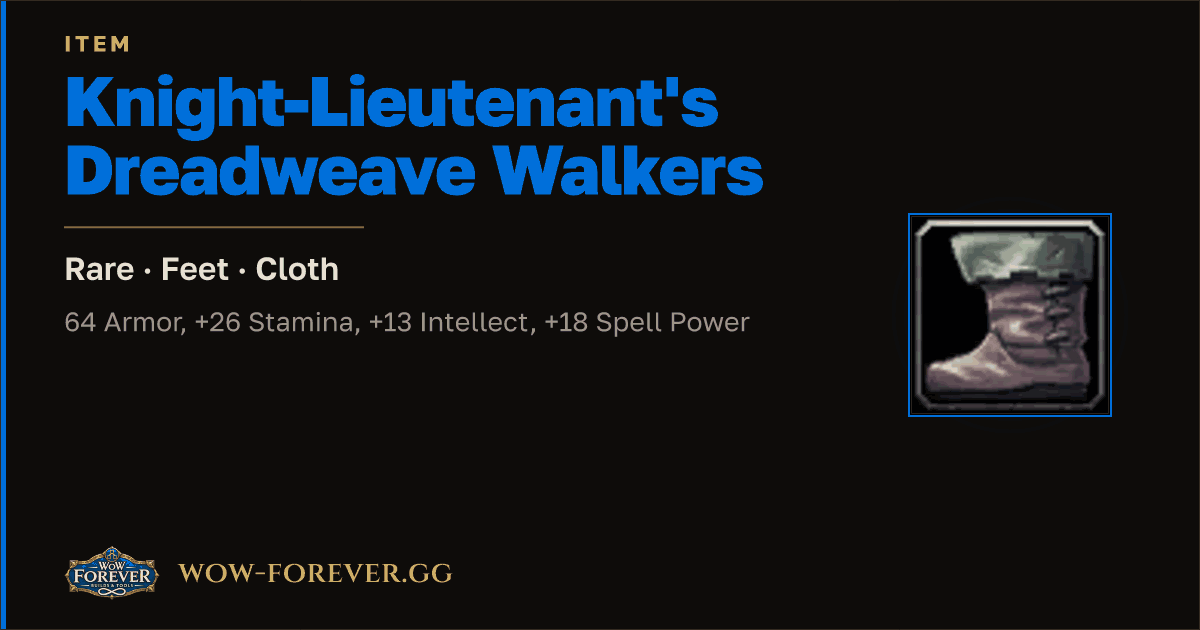 The preview card for Knight-Lieutenant's Dreadweave Walkers