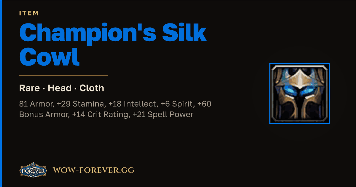 The preview card for Champion's Silk Cowl