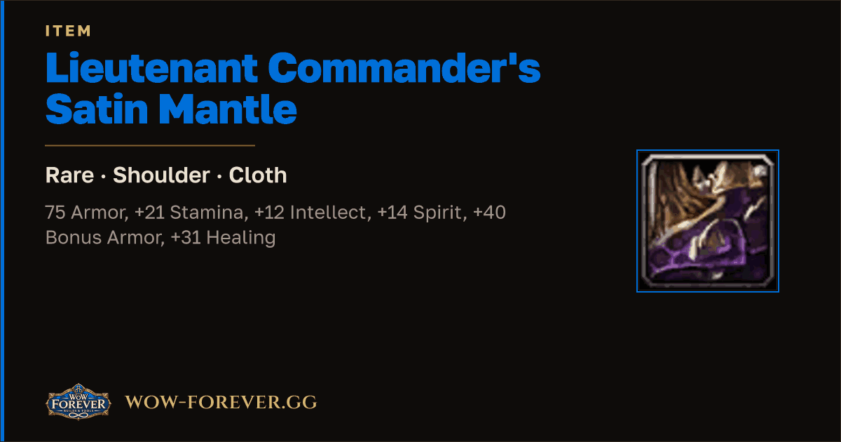 The preview card for Lieutenant Commander's Satin Mantle