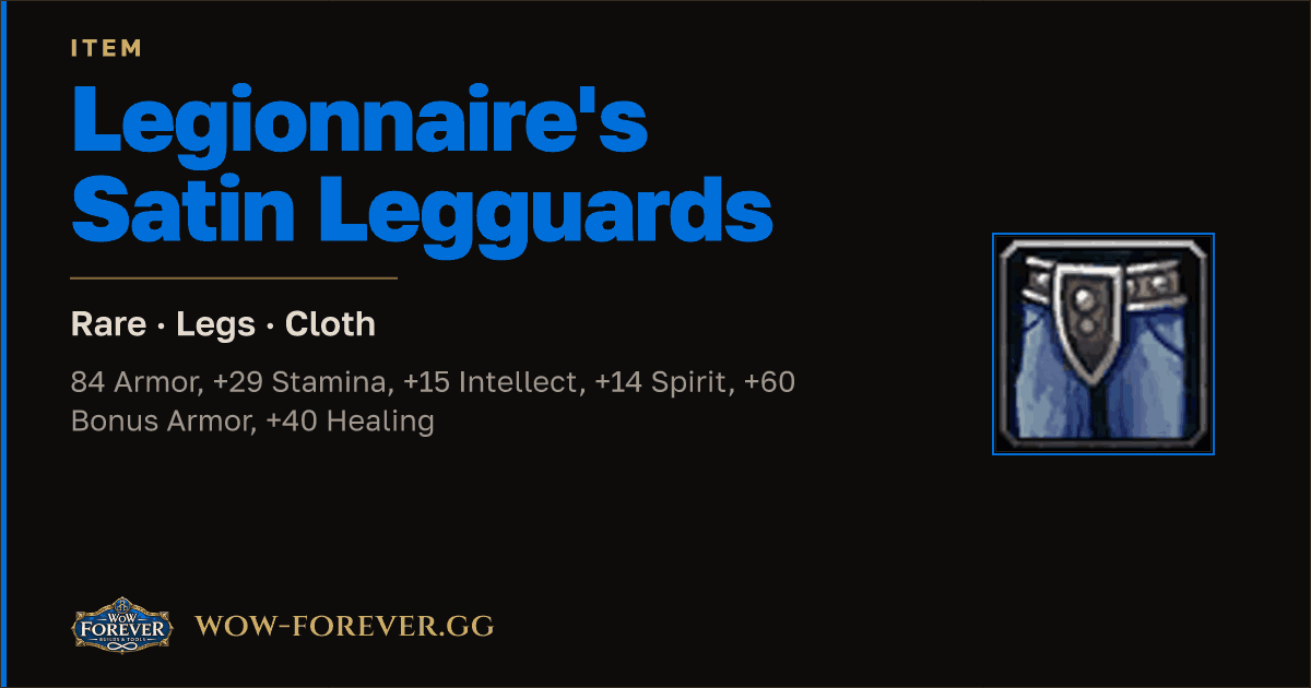 The preview card for Legionnaire's Satin Legguards